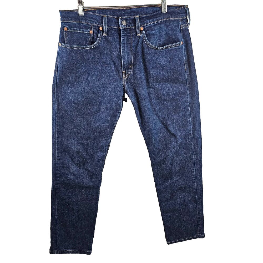Levi's 502 Jeans Men 34x30 Blue Regular Taper Stretch Denim Dark Wash